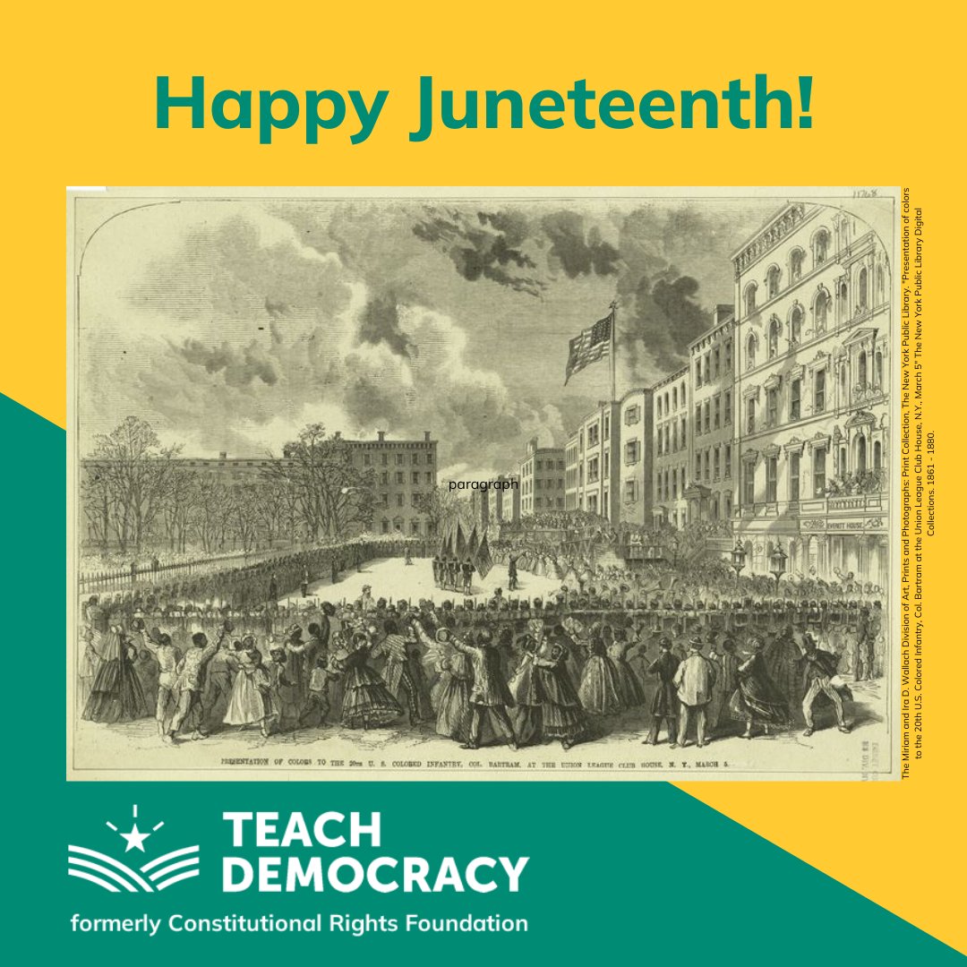 Teach Democracy (@_teachdemocracy) on Twitter photo Happy #Juneteenth! Before the American #CivilWar, Black communities throughout the country commemorated the end of #slavery on different dates. Download article and classroom activity on the example of <a href="/NYGov/">State of New York</a>, created with <a href="/NYPLEducators/">NYPL Center for Educators and Schools</a> for free here: teachdemocracy.org/images/pdf/ema… Happy #Juneteenth! Before the American #CivilWar, Black communities throughout the country commemorated the end of #slavery on different dates. Download article and classroom activity on the example of <a href="/NYGov/">State of New York</a>, created with <a href="/NYPLEducators/">NYPL Center for Educators and Schools</a> for free here: teachdemocracy.org/images/pdf/ema…
