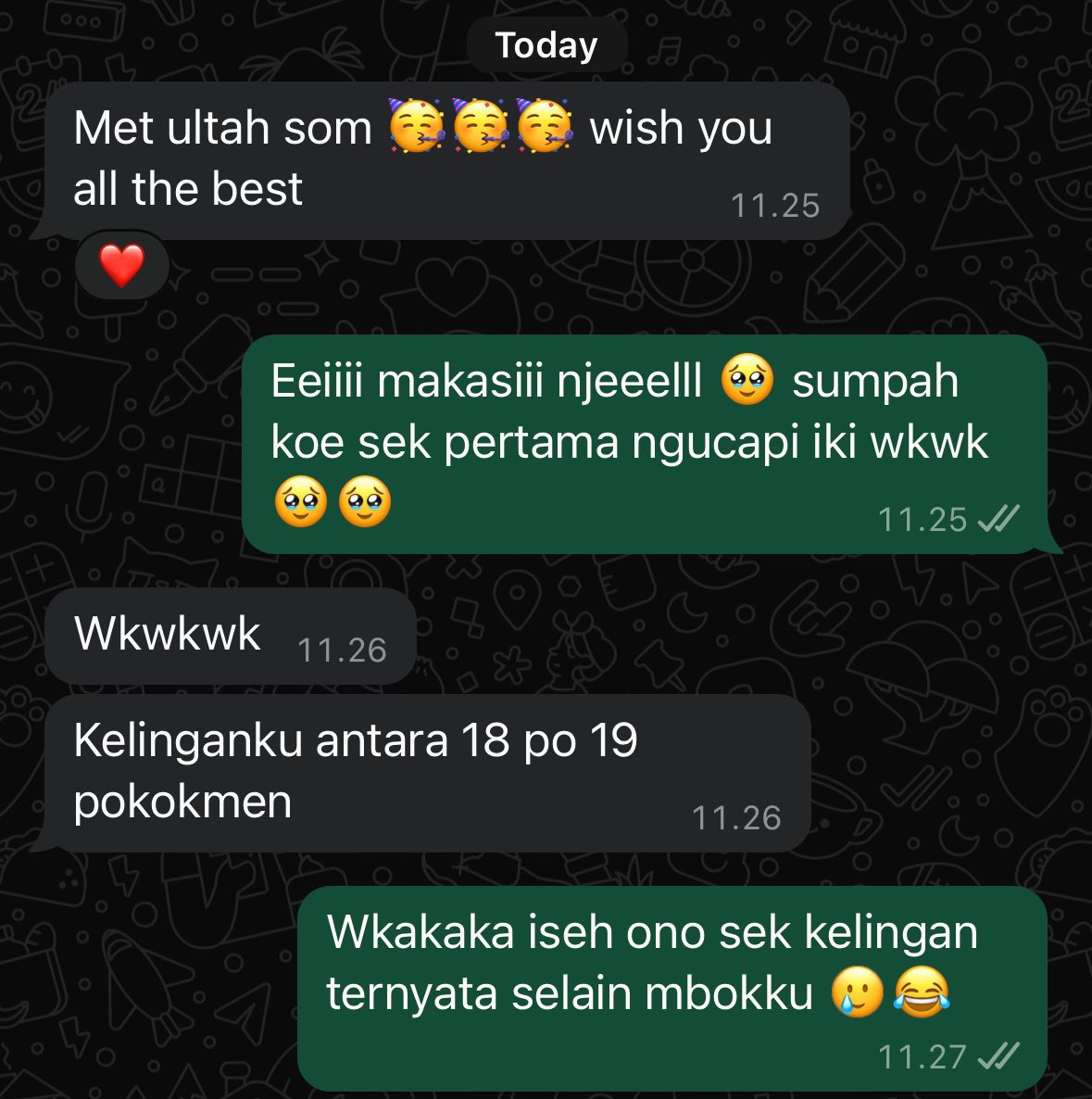 Ternyata masih ada 1 orang yg inget selain mama hehe biasanya mama yg selalu inget ngucapin tiap tahun, even personal atau di grup, ahh sederhana tp kena banget 💔