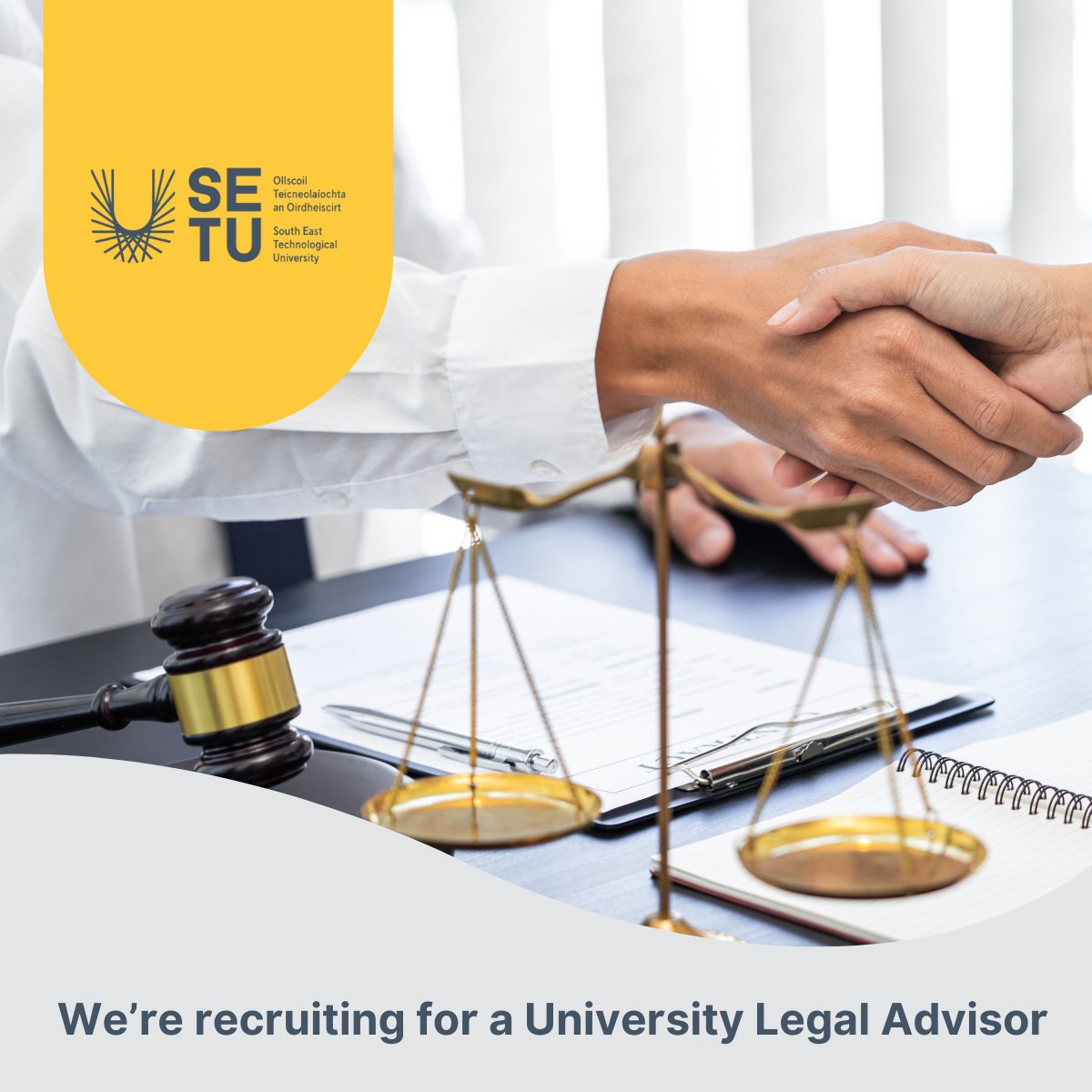 SETU_Research, Innovation and Impact (@setu_research) on Twitter photo Are you a legal professional interested in a new career? 
Funded under the TU RISE project, the University Legal Advisor will work closely with the VP for Research, Innovation and Impact, as well as the VP for Governance/University Secretary. 
The qualified solicitor or Are you a legal professional interested in a new career? 
Funded under the TU RISE project, the University Legal Advisor will work closely with the VP for Research, Innovation and Impact, as well as the VP for Governance/University Secretary. 
The qualified solicitor or