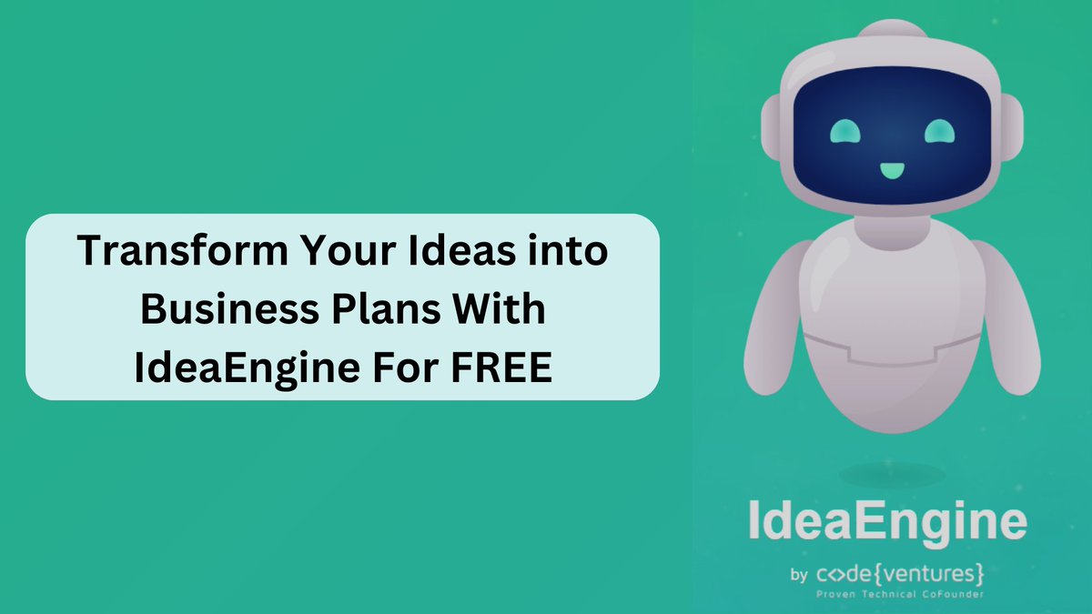 code_ventures's tweet image. Transform your ideas with our Free Business Plan Generator, IdeaEngine! 💡

Ready to bring your vision to life? Check out our blog for all the details.
📖hubs.la/Q02BGcYk0

Use the tool for FREE today! hubs.la/Q02BGdVb0

#BusinessPlan #IdeaEngine #Entrepreneurship 🌟