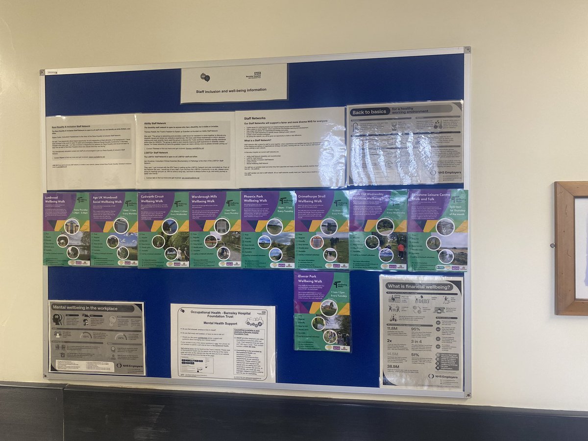 Hello Wednesday Campaign session 3 <a href="/BhnftHWB_EDI/">BHNFTInclusion & Wellbeing</a> visited the fantastic Surgical Outpatient team @BarnsHospital to raise awareness about inclusion and wellbeing. Shared resources for their HWB board. Thanks to all who participated!