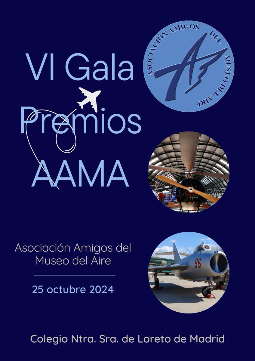 VI EDICIÓN PREMIOS AAMA 2024
Recuperamos nuevamente la celebración de nuestra ya tradicional Gala Anual de Entrega de Premios, como es habitual en el Colegio El Loreto el proximo 25/10/24 a las 19:00
<a href="/AmigosMuseoAire/">Asociacion Amigos del Museo del Aire</a>
<a href="/EjercitoAire/">Ejército del Aire y del Espacio</a>
Más info en el link:
👇
aama.es/aama/http-www-…