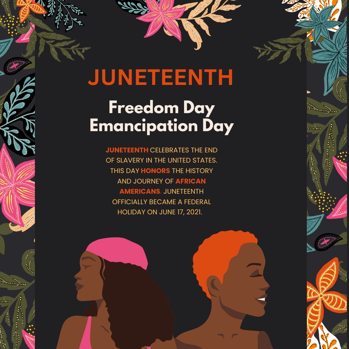 In celebration of Juneteenth, let's focus on ways to create a more equitable and inclusive healthcare system. Let’s better understand social determinants of health and the importance of providing culturally competent care. #juneteenth #freedom