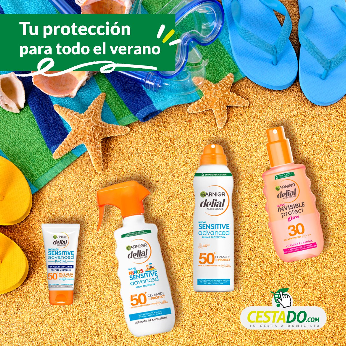 ¡Prepárate para el verano con <a href="/Garnier_es/">Garnier España</a> Delial! 🌞
Descubre su amplia gama de protectores solares que ofrecen la máxima protección para toda la familia. 

No dejes que el sol te tome por sorpresa, disfruta del verano con tranquilidad. 🌞🛒
acortar.link/26UchE