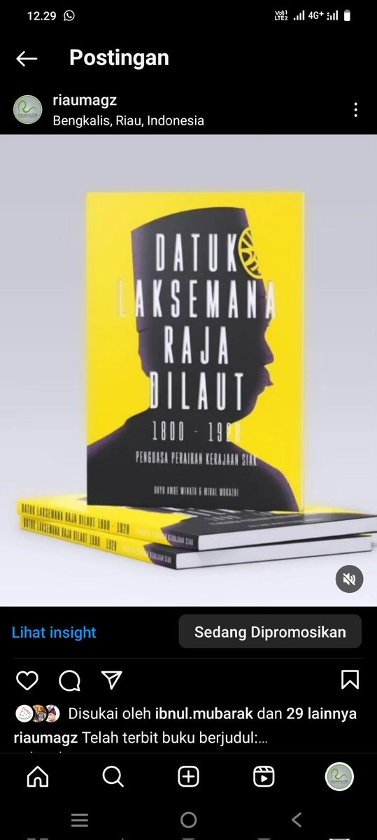 Datuk Laksemana Raja Dilaut 1800-1928: Penguasa Perairan Kerajaan Siak.

Bermula dari gelar Datuk Bandar Bengkalis hingga bergelar Datuk Laksemana Raja Dilaut I sampai IV.
Penulis:
Bayu Amde Winata
Miral Mukhazi (cucu datuk 4) 

Pesan
bit.ly/bukudatuklakse…
Anna +6281268411141