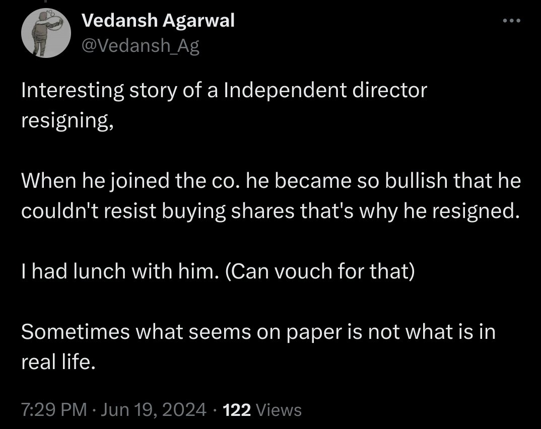 Gouravprakash28's tweet image. Source: Trust me bro. There is only one single guy across twitter who finds 0 red flags in this co. Seems to be badly stuck with high allocation or sponsored tweets. #osia #hypermart