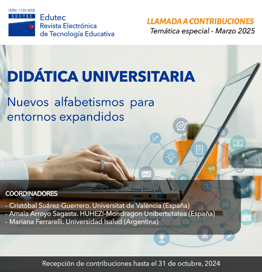 Revista Edutec (@revistaedutec) on Twitter photo 📢 #CallforPapers #specialissue «Didáctica universitaria. Nuevos alfabetismos para entornos expandidos», coordinado por <a href="/cristobalsuarez/">Cristóbal Suárez-Guerrero</a> <a href="/amaiaarroyo/">Amaia Arroyo Sagasta</a> y <a href="/FerrarelliM/">Marian Ferrarelli</a> 
➡️ edutec.es/revista/index.… 📢 #CallforPapers #specialissue «Didáctica universitaria. Nuevos alfabetismos para entornos expandidos», coordinado por <a href="/cristobalsuarez/">Cristóbal Suárez-Guerrero</a> <a href="/amaiaarroyo/">Amaia Arroyo Sagasta</a> y <a href="/FerrarelliM/">Marian Ferrarelli</a> 
➡️ edutec.es/revista/index.…