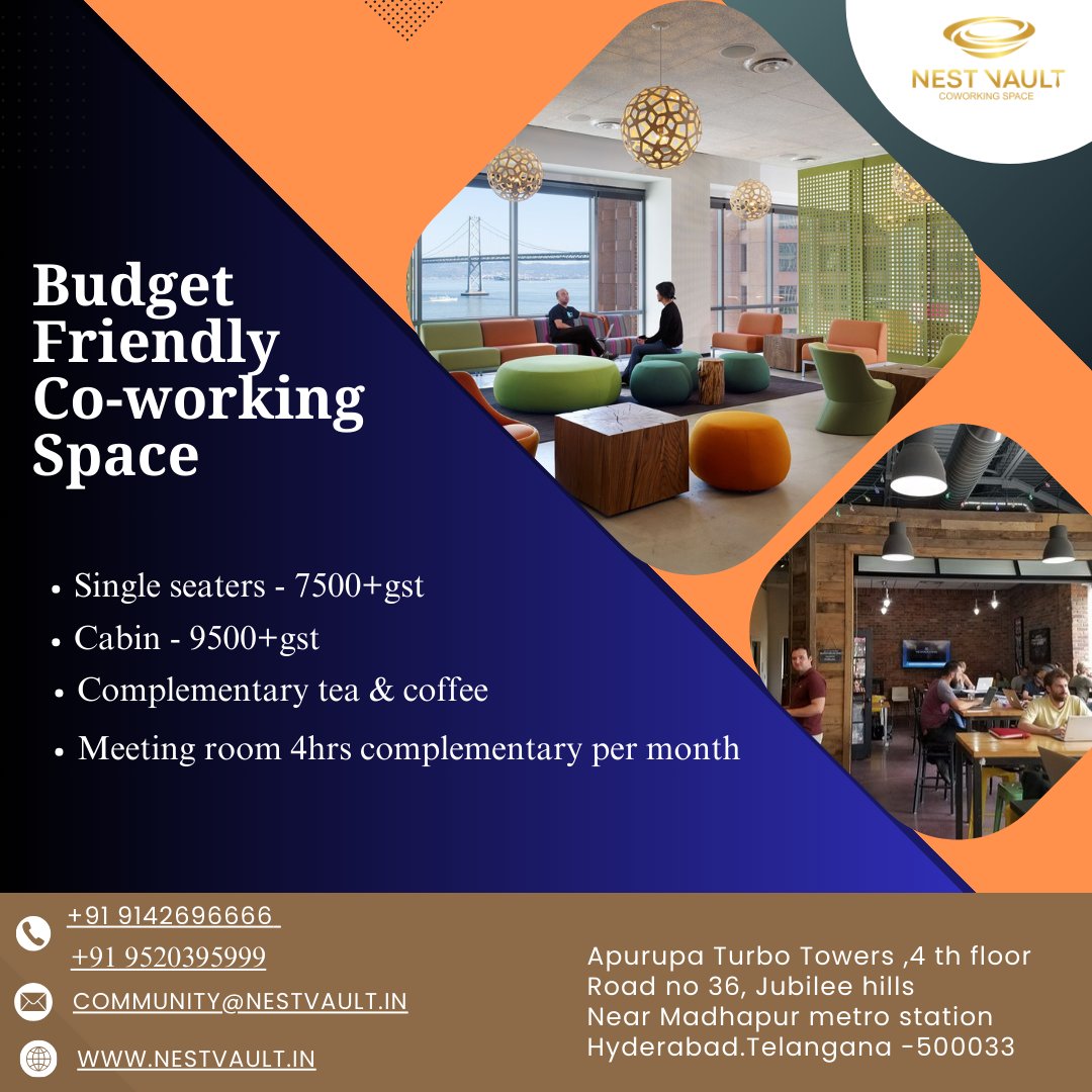 Nestvault's tweet photo. Take regular breaks to recharge and stay focused.
Our coworking space provides cozy lounges
and quiet corners where you can relax and refuel. 
Visit us 
contact info; +91 9142696666, +91 9520395999
web info; https://t.co/JLHpsBtohg
#coworking #SharedWorkspace #coworkingcommunity https://t.co/AVsOdAPnIq