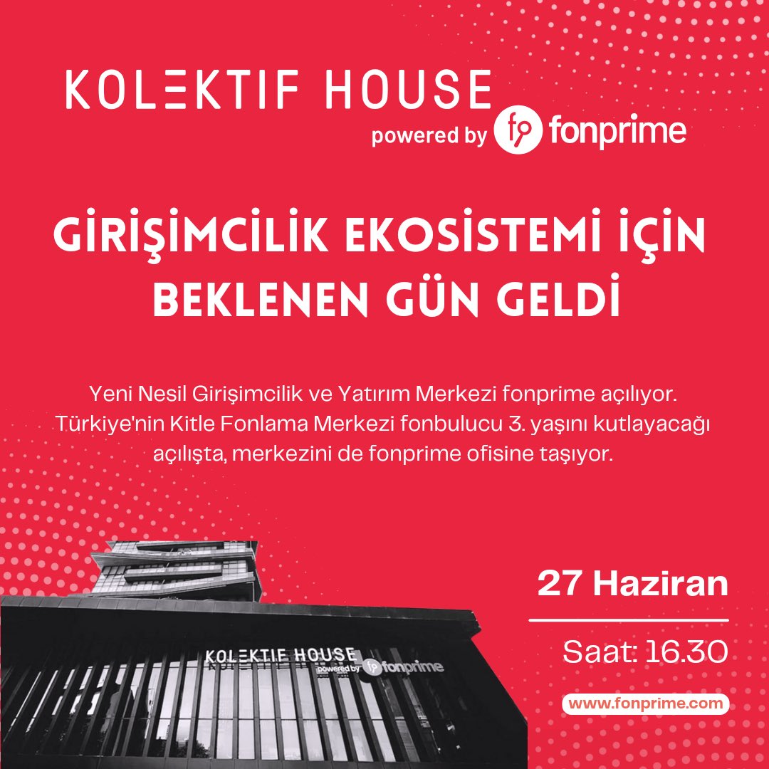 Davet ediyorum!

Girişimcilik Ekosistemimiz için Beklenen Gün Geldi!

<a href="/kolektifhouse/">kolektifhouse</a> ve <a href="/fonbulucu/">fonbulucu</a>’nun ortak geliştirdiği Kolektif House Next Level <a href="/fonprime/">fonprime</a> 27 Haziran 2024 Perşembe günü saat 16:30’da açılıyor.

Türkiye'nin Öncü Kitle Fonlama Platformumuz fonbulucu’nun hem 3.