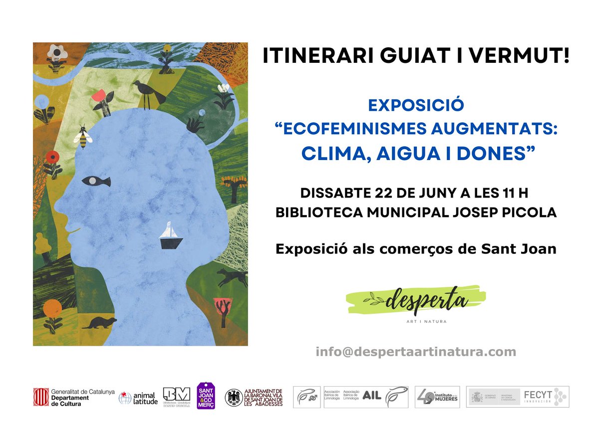 📢 Dissabte 22 de juny a les 11 h! 
Itinerari guiat per l'exposició de @GenderAil #Ecofeminismes augmentats #MUAC a #StJoanAb
📍Inici i fi: Biblioteca Municipal Josep Picola 
🍸Cloenda i vermut 
Amb el suport de <a href="/cultura_cat/">Cultura</a> <a href="/StJoanAbadesses/">StJoanAbadesses</a> #SantJoanComerç
#Desperta_artinatura