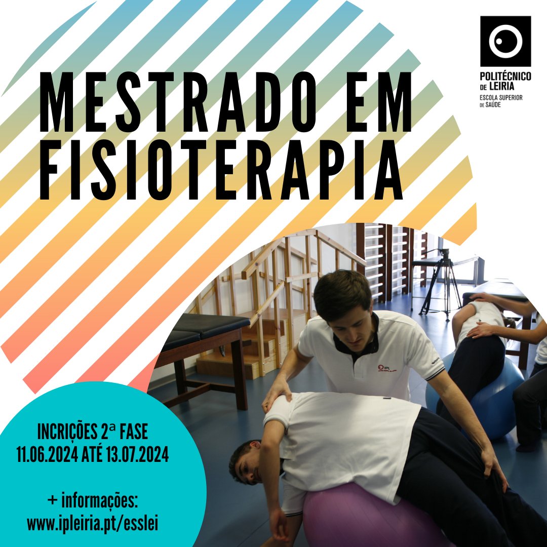 ▪ MESTRADOS ESSEI 2024/2025 ▪

𝑴𝒆𝒔𝒕𝒓𝒂𝒅𝒐 𝒆𝒎 𝑴𝒆𝒔𝒕𝒓𝒂𝒅𝒐 𝒆𝒎 𝑭𝒊𝒔𝒊𝒐𝒕𝒆𝒓𝒂𝒑𝒊𝒂

📌2.ª Fase de candidaturas: 11/06 a 13/07 | candidaturas.ipleiria.pt

➡️ Consulte toda a informação: ipleiria.pt/curso/fisioter…