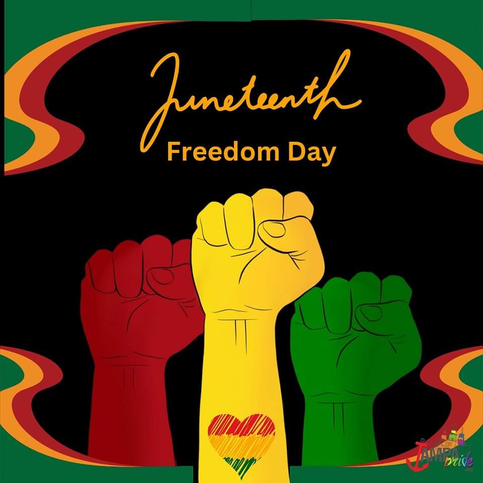 TampaPride's tweet photo. Today marks Juneteenth Freedom Day, a significant holiday in American history.
Freedom Day
#LoveIsLove #TampaPride #interpride #lgbtqpride #juneteenth #tampaprideofficial #lgbttampabay #hillsboroughcountyfl #cityoftampa #utampapride #usfspride #usfalumilgbtq #hccflclubq https://t.co/x6z4KQSuze
