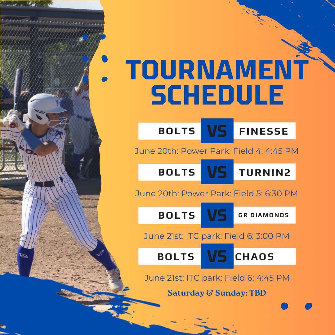 Tournament schedule for this weekend in Novi, Michigan!!