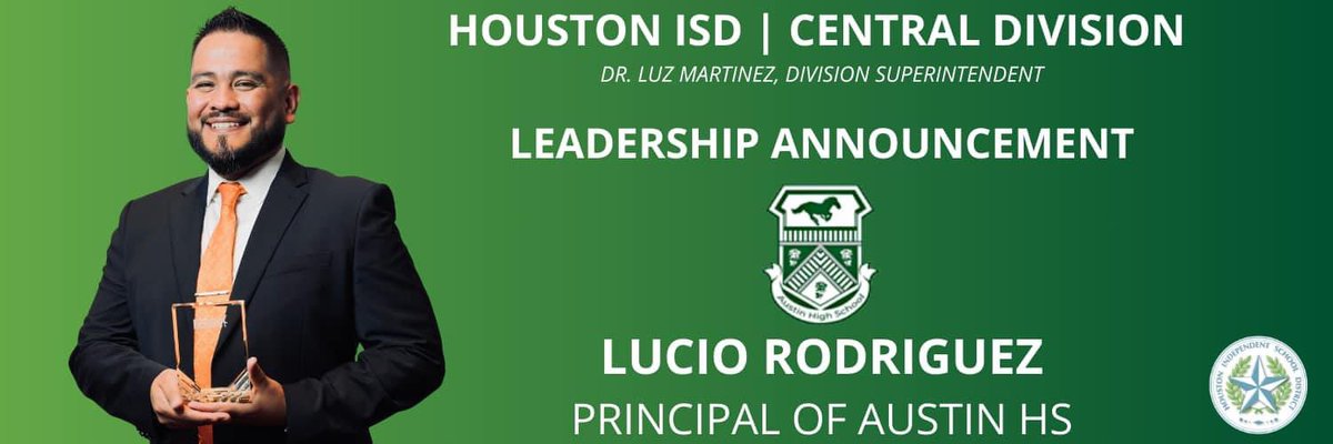 L_Rodriguez_Edu's tweet photo. I am proud to announce that I have been named the new principal of Stephen F. Austin High School in HISD. I am excited for this new chapter in my educational career and look forward to taking the gem of the East End to the next level! https://t.co/4EfdUtSW96
