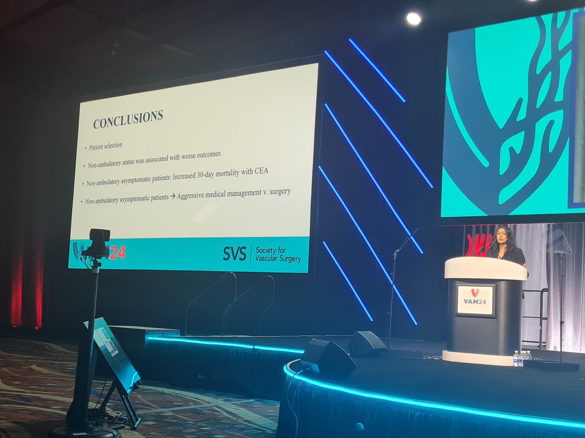 Vascular Specialist Online (@vascularonline) on Twitter photo Based on a recent study of ambulatory status/CEA outcomes, <a href="/Nishi_Vootukuru/">Nishi Vootukuru</a> says non-ambulatory status was linked to inferior outcomes e.g. increased 30-day mortality in asymptomatic patients. Also emphasises importance of patient selection
#VAM24 <a href="/VascularSVS/">Vascular SVS</a> <a href="/NN_publishing/">NeuroNews</a> Based on a recent study of ambulatory status/CEA outcomes, <a href="/Nishi_Vootukuru/">Nishi Vootukuru</a> says non-ambulatory status was linked to inferior outcomes e.g. increased 30-day mortality in asymptomatic patients. Also emphasises importance of patient selection
#VAM24 <a href="/VascularSVS/">Vascular SVS</a> <a href="/NN_publishing/">NeuroNews</a>
