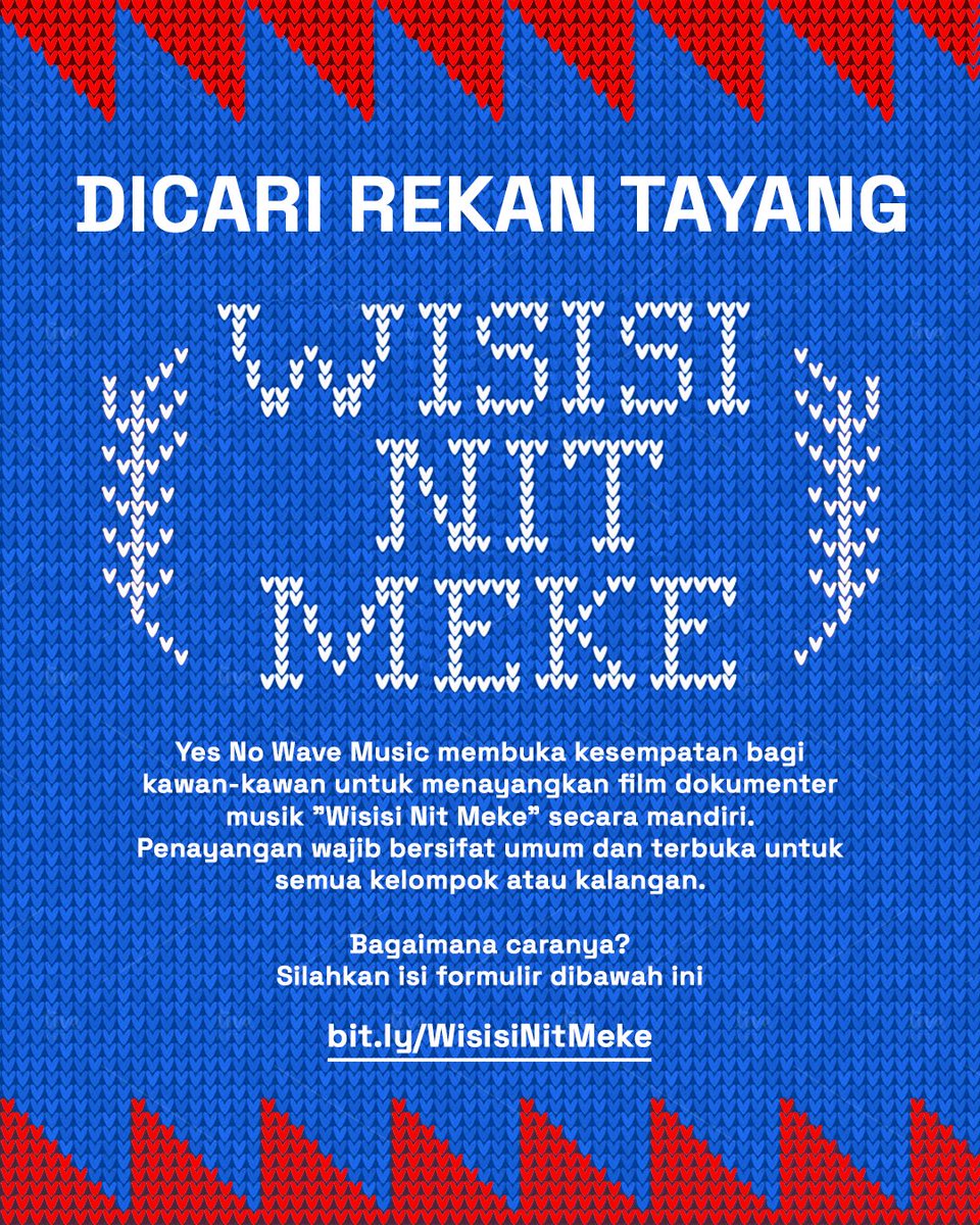 Yuk tayangin film Wisisi Nit Meke!
Daftarin acaramu di bit.ly/WisisiNitMeke
Mari rayakan musik Wisisi, ajak kerabatmu menonton dan goyanglah bersama! #wisisi #wisisiwamena