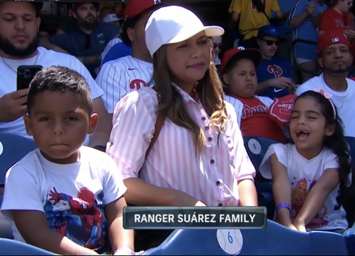 It was a heartwarming day for Ranger Suarez and his family. This is the first time Ranger’s wife and two young kids were able to see him pitch in person. They didn’t have visas before to get here and they finally were able to come to Philly and see him pitch at CBP. Ranger says