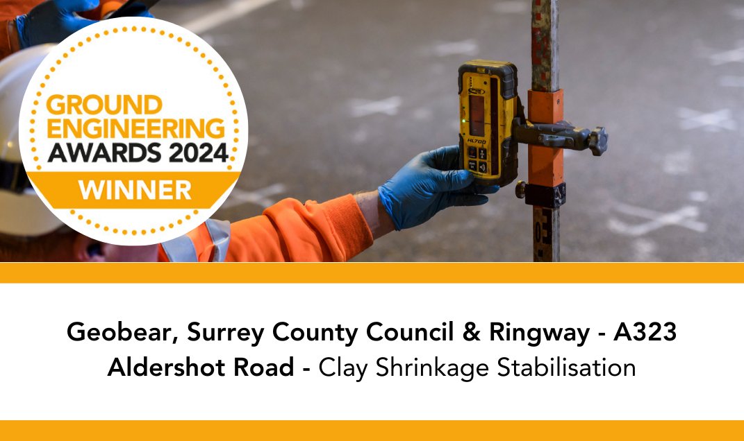 Ground Engineering (@ge_magazine) on Twitter photo Congratulations <a href="/Geobearglobal/">Geobear</a>, <a href="/SurreyNews/">Surrey County Council News</a> & <a href="/Ringway_Worcs/">RingwayWorcs</a> for A323 Aldershot Road - Clay Shrinkage Stabilisation winner of #GEAwards UK Project with a Geotechnical Value of up to £500K category, #winner #groundengineering Congratulations <a href="/Geobearglobal/">Geobear</a>, <a href="/SurreyNews/">Surrey County Council News</a> & <a href="/Ringway_Worcs/">RingwayWorcs</a> for A323 Aldershot Road - Clay Shrinkage Stabilisation winner of #GEAwards UK Project with a Geotechnical Value of up to £500K category, #winner #groundengineering