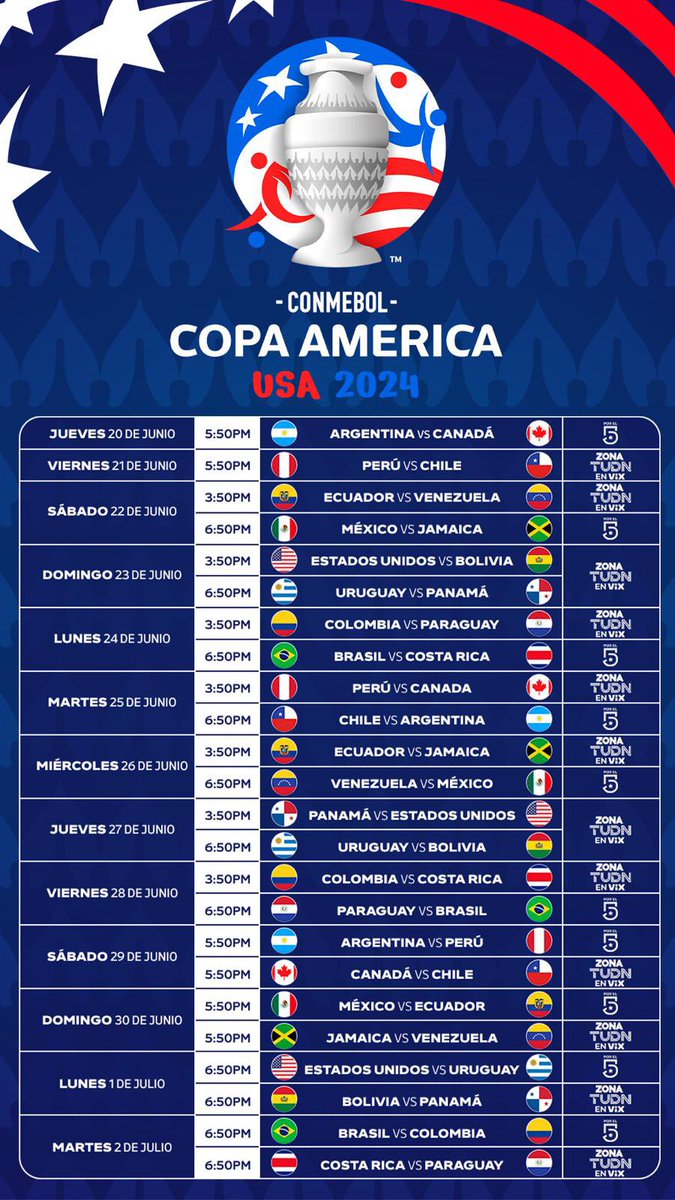 Así se jugarán todos los partidos de #NuestraCopa

MAÑANA arranca por <a href="/MiCanal5/">El 5</a>