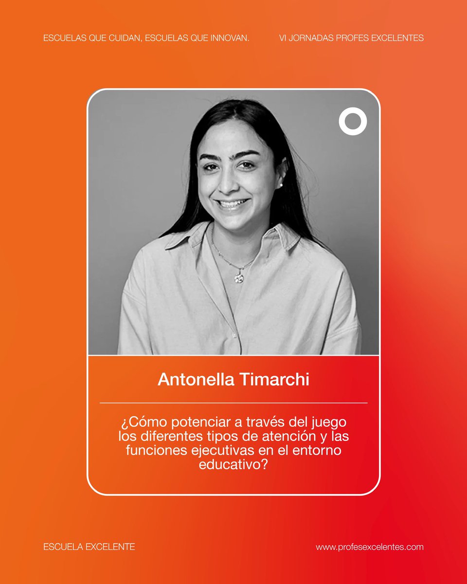 Escuela Excelente (AMICE) (@eexcelente) on Twitter photo “¿Cómo potenciar a través del juego los diferentes tipos de atención y las funciones ejecutivas en el entorno educativo?” Es el taller de Antonella Timarchi.
Inscríbete a las IV Jornadas Profes Excelentes el 27 de junio en <a href="/colelitterator/">Colegio Litterator</a>
profesexcelentes.com “¿Cómo potenciar a través del juego los diferentes tipos de atención y las funciones ejecutivas en el entorno educativo?” Es el taller de Antonella Timarchi.
Inscríbete a las IV Jornadas Profes Excelentes el 27 de junio en <a href="/colelitterator/">Colegio Litterator</a>
profesexcelentes.com