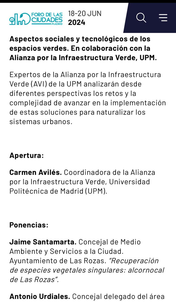 cavilesp's tweet photo. Qué sería de una ciudad sin elementos naturales que protejan a sus habitantes?  ¿Qué sería una sociedad sin elllos? ¿Qué papel juega la tecnología ? 
📍@forociudadesmad 
📆 20/6 10:15
Pases https://t.co/MFC34Ftbli / COD_FOROCIUDAD_
Programa https://t.co/nepJQopNQz https://t.co/RHv9q4o9Qi