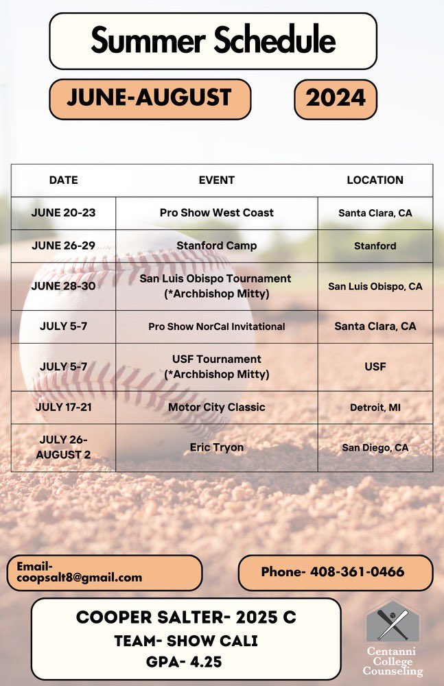 This is my upcoming summer schedule! @CentanniCC <a href="/showcaliball/">SC ASTROS SCOUT TEAM</a>