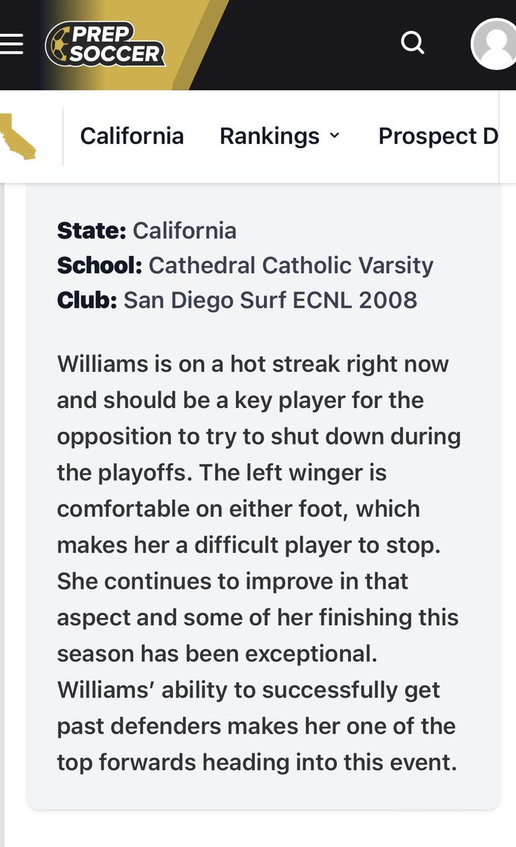 PresWilliams23's tweet photo. Thank you so much @PrepSoccer and @JREskilson  for the nice write up about  our @SDSurfG2008ECNL team! We are ready!! 🔥
#ecnlplayoffs #ecnlgirls https://t.co/VFY1PdO8T3