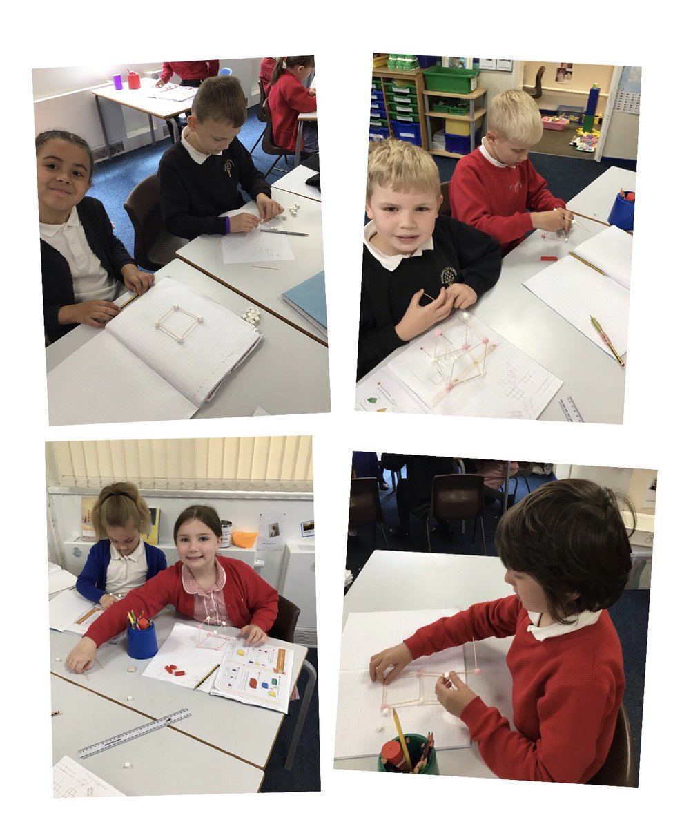 Year 3 had a great time making 3D shapes with cocktail sticks and marshmallows. It was clear to see how many vertices and edges each shape had. Then we had to eat the marshmallows…it’s a hard life! #melthammaths