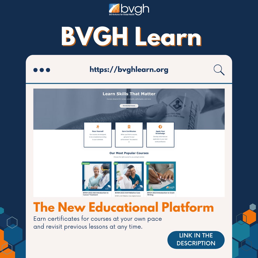 We have launched BVGH Learn, an educational platform containing a library  of our past digital courses and associated materials. View lectures and  complete exams on your own schedule to receive certificates immediately
