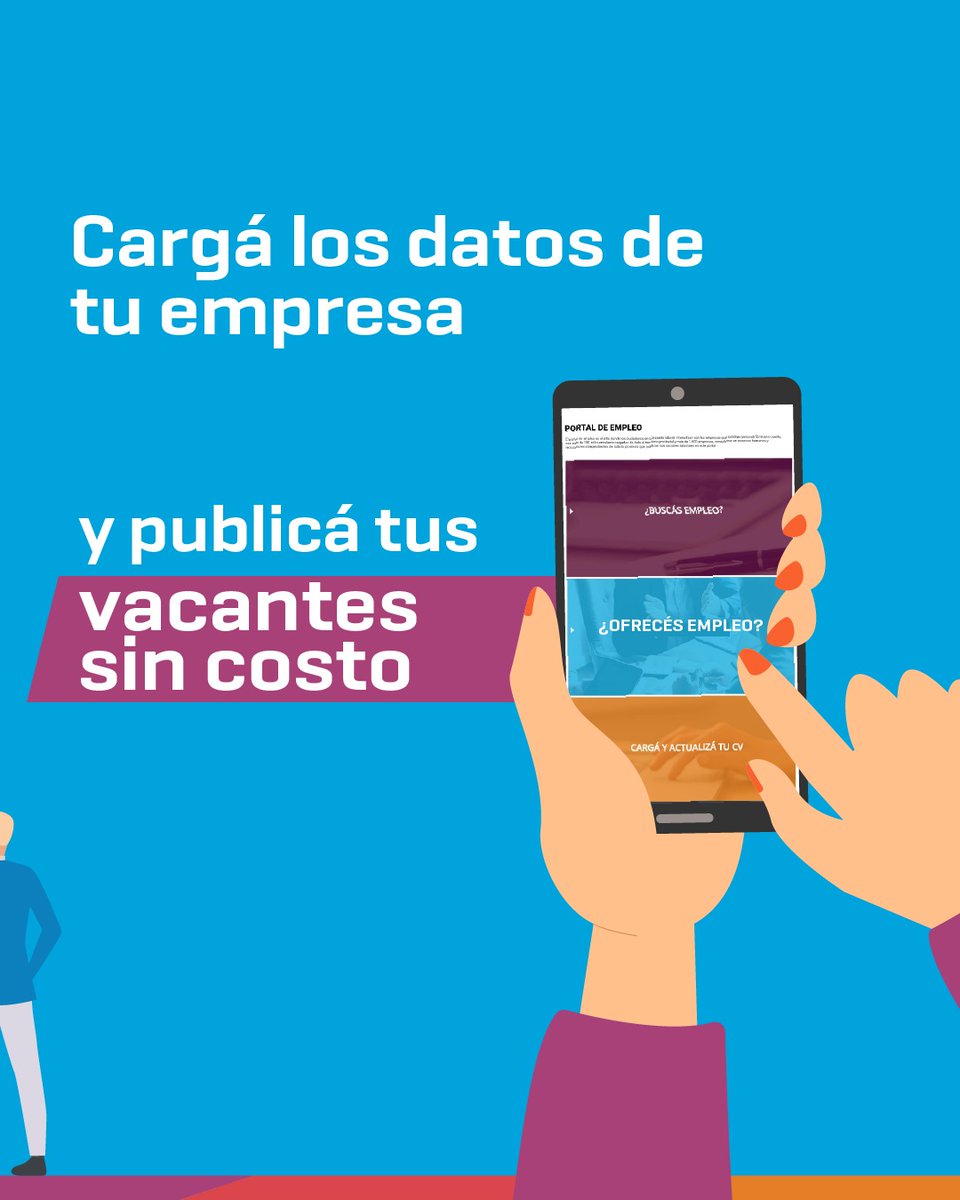 HabitatyDE's tweet photo. ¿Buscás personal para tu empresa? 🔍 Cargá los datos en #PortalDeEmpleo, publicá vacantes sin costo y elegí el perfil que necesitás. Hay más de 157.000 perfiles disponibles.

📲 Súmate ingresando a https://t.co/dU8F8ciLp8 

#SeguimosHaciendo https://t.co/buIaGHKddF