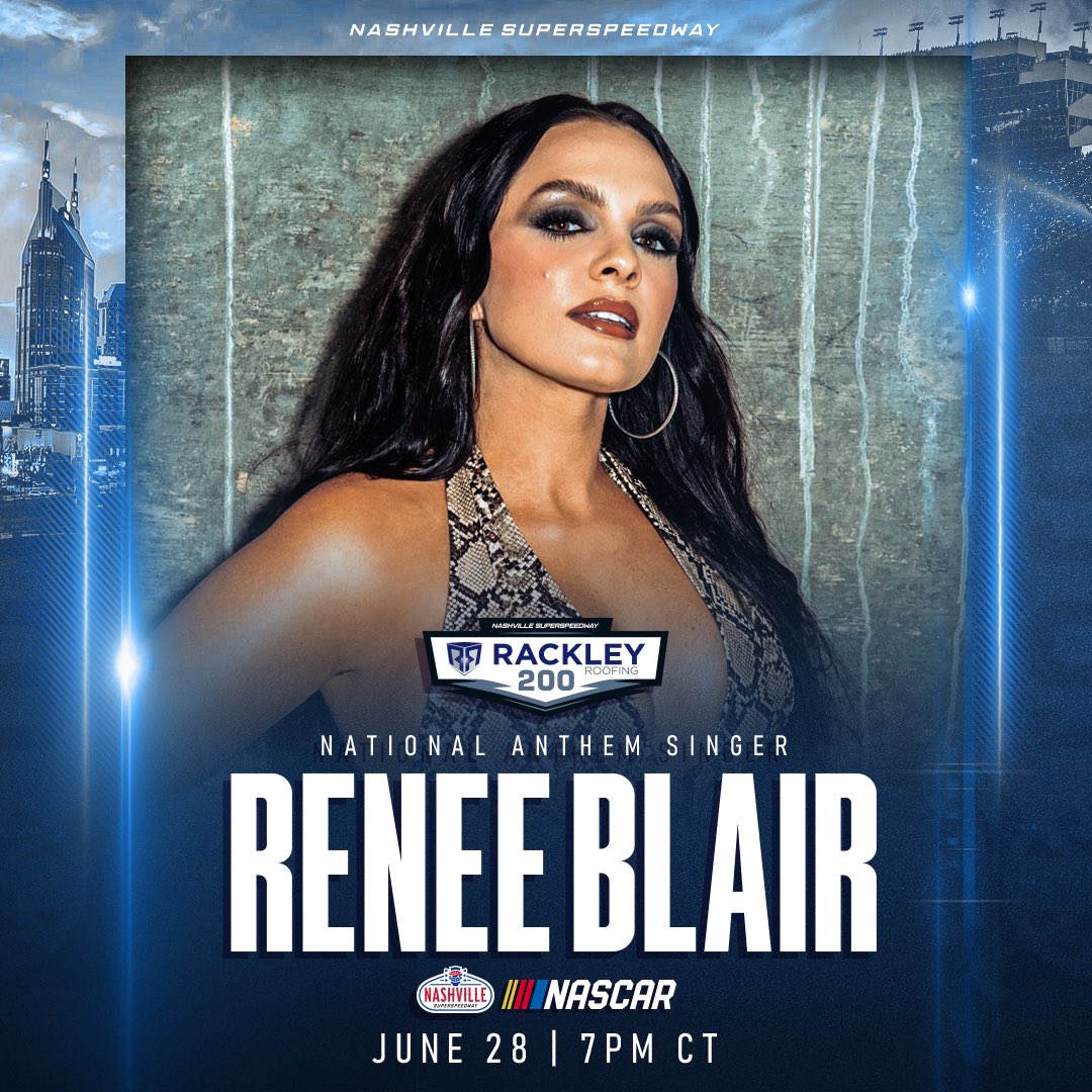 Singer <a href="/ReneeBlairMusic/">Renee Blair</a> is set to sing the National Anthem before the #Rackley200! 🇺🇸

For the full #Ally400 race weekend anthem lineup ➡️ bit.ly/4euLtH2