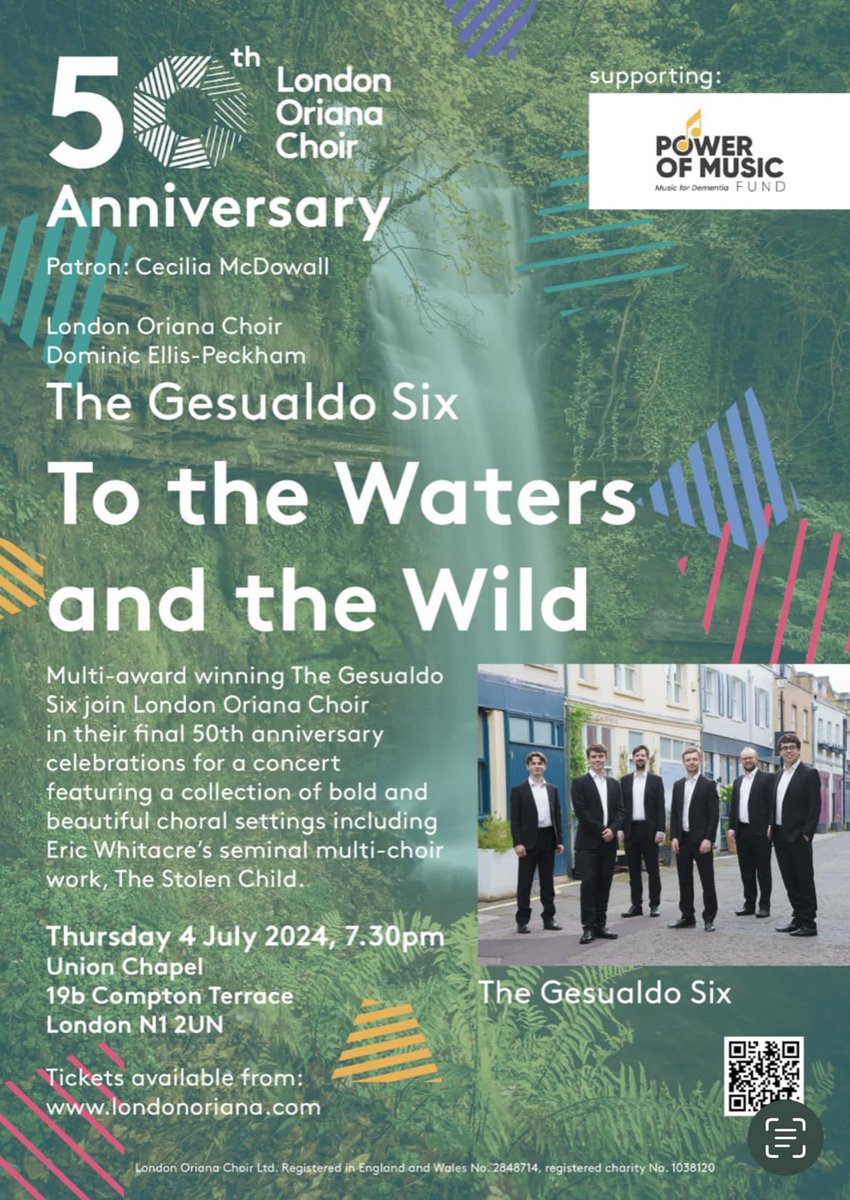 londonoriana's tweet image. Join us for a very special end to our 50th Anniversary on 4th July @UnionChapelUK @DomEllisPeckham with very special guests @TheGesualdoSix. Bold &amp;amp; beautiful settings including the seminal ‘The Stolen Child’ @EricWhitacre - TICKETS ON SALE NOW londonoriana.com