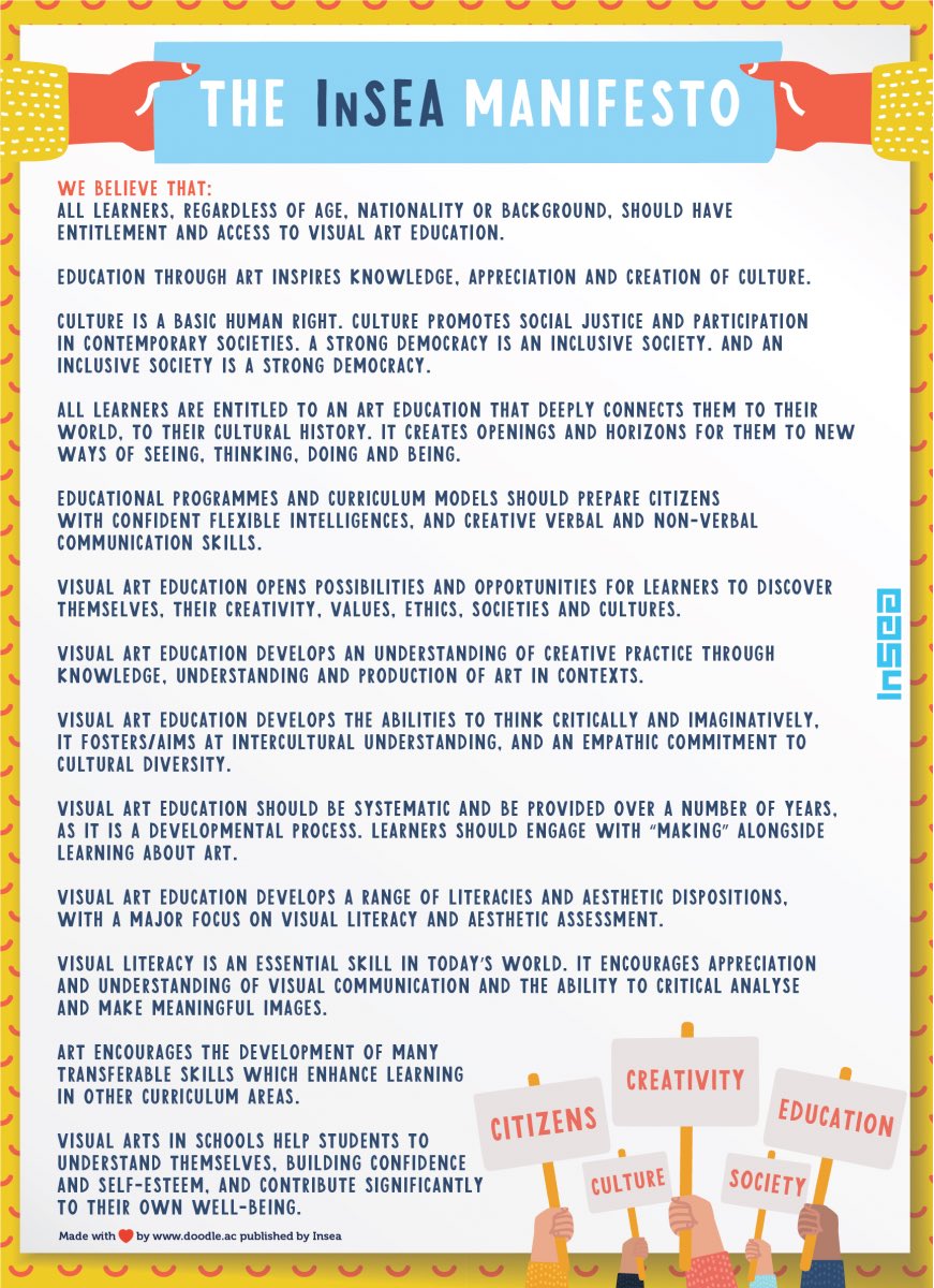 InSEAOfficial's tweet photo. With many global
Elections happening or about to happen, we remind you that we have a Manifesto for ALL times. We are the official NGO for visual art education across the world. https://t.co/sLJQWYSsXW and we believe that…..@NSEAD1 @NAEA @ArtEducationAus @OfInsea @theartofed https://t.co/j6DyN6WFZh