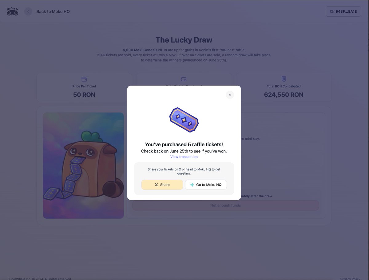 joebedarts's tweet photo. Whoo! I just purchased 5 raffle tickets for the @Moku_HQ's The Lucky Draw to win a Moki Genesis NFT 🤞🏻 Get yours here ➡️ https://t.co/4z9b24eD83
For all you #web3curious☝🏽☝🏽☝🏽
Good Luck Everyone!! I believe in the Moku crew and I am super excited to see what they have cooking! https://t.co/TSBKjAVhv4