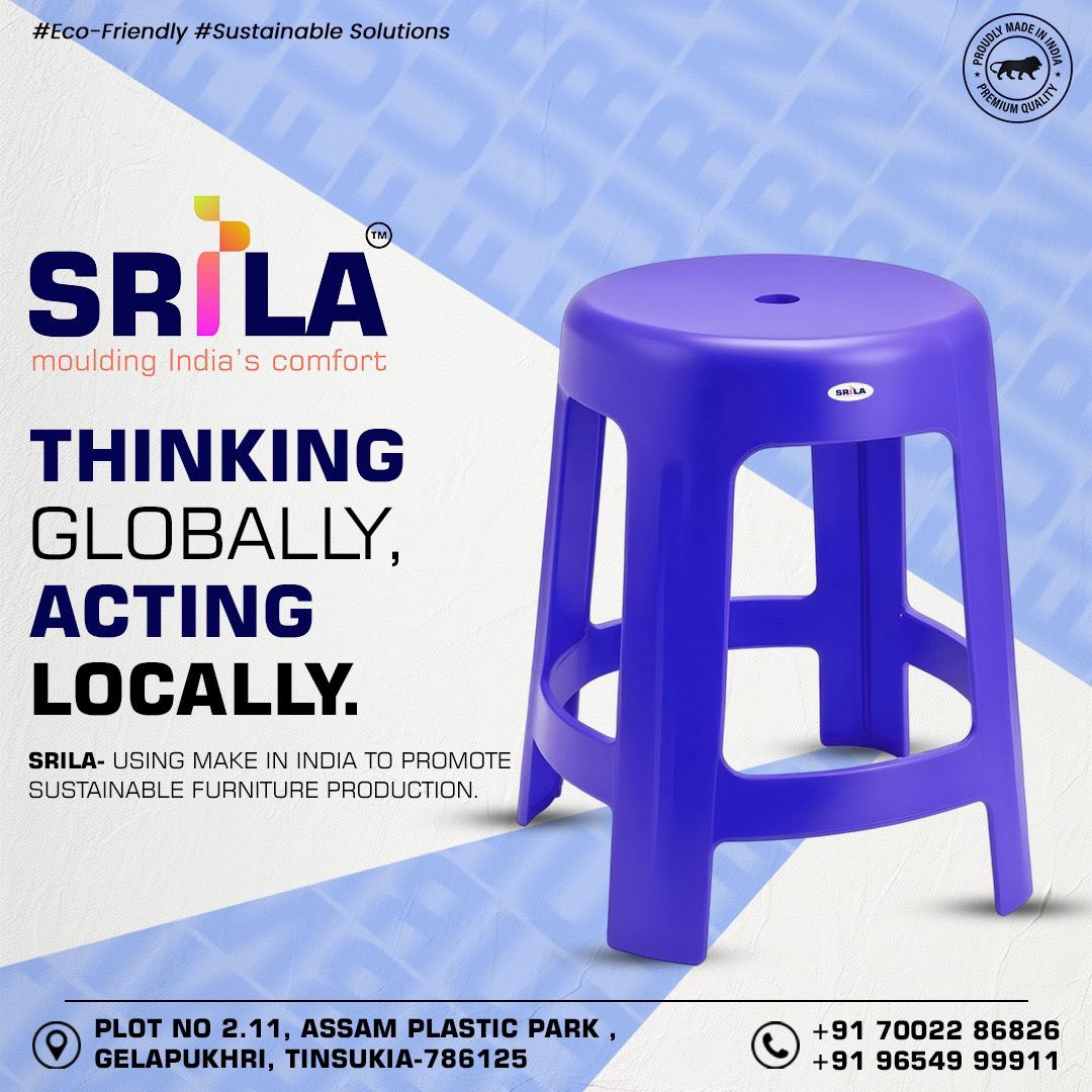 srilaplastics's tweet photo. By producing our furniture in India, we reduce our carbon footprint and support local communities.  Our furniture is also made with high-quality, recyclable plastic, ensuring a sustainable choice for your home.  Choose Make in India, choose Srila! ♻️🤝

 #Plastic #Srila https://t.co/f3WUNxrQZd