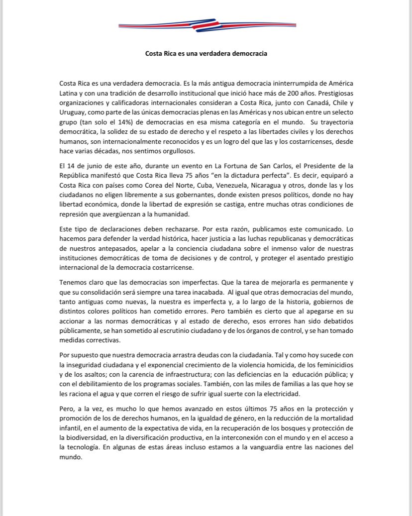 accionciudadana's tweet photo. Desde Acción Ciudadana rechazamos las recientes afirmaciones de Rodrigo Chaves Robles, quien calificó al país como una "dictadura perfecta". 

Acción Ciudadana cree y defiende la histórica democracia en 🇨🇷 , el respeto a las instituciones públicas y la división de poderes. https://t.co/vWKtBJseAW