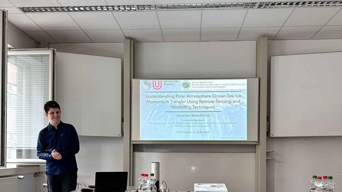 PolarBremen's tweet photo. Another Graduation! Congratulations to Dr. Alexander Mchedlishvili! He defended his #PhD on understanding #polar atmosphere-ocean-sea ice momentum transfer very successfully! #AC3TR https://t.co/xUR0ELTIxB