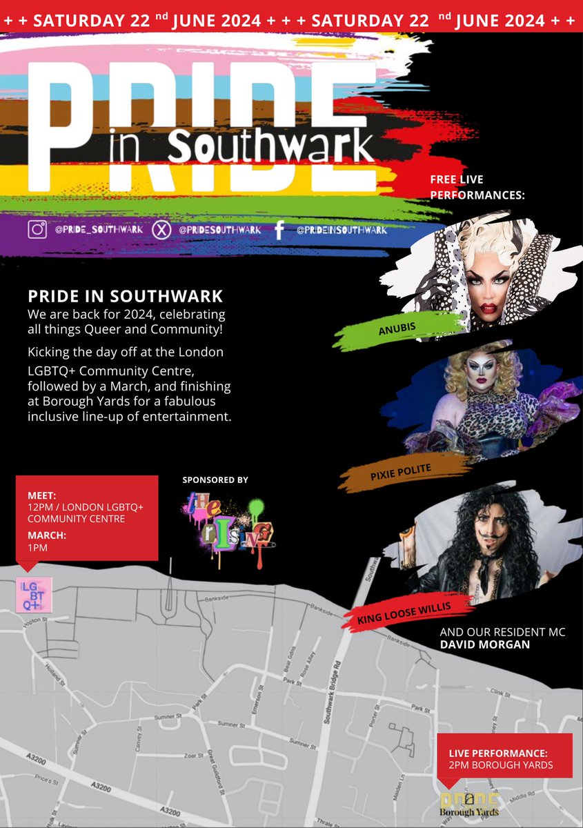Southwark LGBT Network (@swarklgbtnet) on Twitter photo Pride in Southwark!!
This Saturday, it can't be missed!!
<a href="/VMMChamberlain/">Cllr Victor ChamberlaIN (he/him)</a> @kieronjwilliams <a href="/LdnLGBTQCentre/">London LGBTQ+ Community Centre</a> <a href="/lb_southwark/">Southwark Council</a> <a href="/Pridesouthwark/">Prideinsouthwark</a> @cosouthwark <a href="/BlkOutUK/">BLKOUT_UK</a> <a href="/SONET_LSBU/">SONET at LSBU</a> Pride in Southwark!!
This Saturday, it can't be missed!!
<a href="/VMMChamberlain/">Cllr Victor ChamberlaIN (he/him)</a> @kieronjwilliams <a href="/LdnLGBTQCentre/">London LGBTQ+ Community Centre</a> <a href="/lb_southwark/">Southwark Council</a> <a href="/Pridesouthwark/">Prideinsouthwark</a> @cosouthwark <a href="/BlkOutUK/">BLKOUT_UK</a> <a href="/SONET_LSBU/">SONET at LSBU</a>