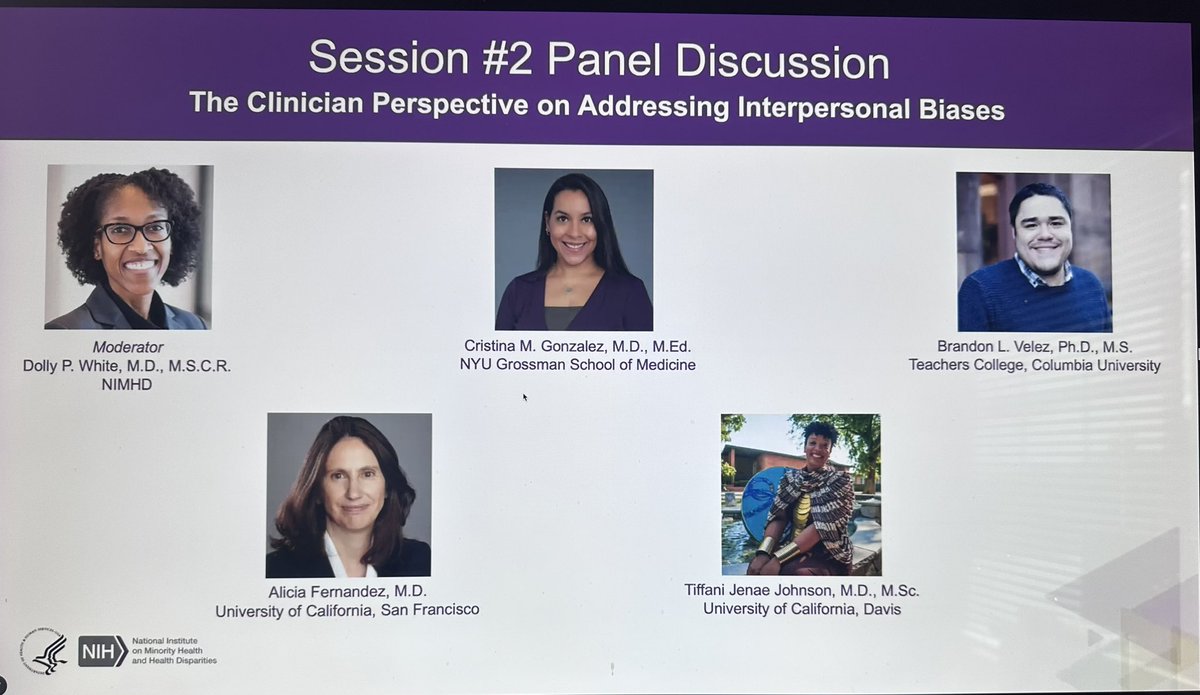 CristinaMDNYC's tweet photo. It was great to be a panelist in the workshop conducted by the @NIMHD. What an informative and engaging two days advancing the science on addressing interpersonal biases. #HealthEquity #IBRM #implicitbias https://t.co/dnLeKSW5BG