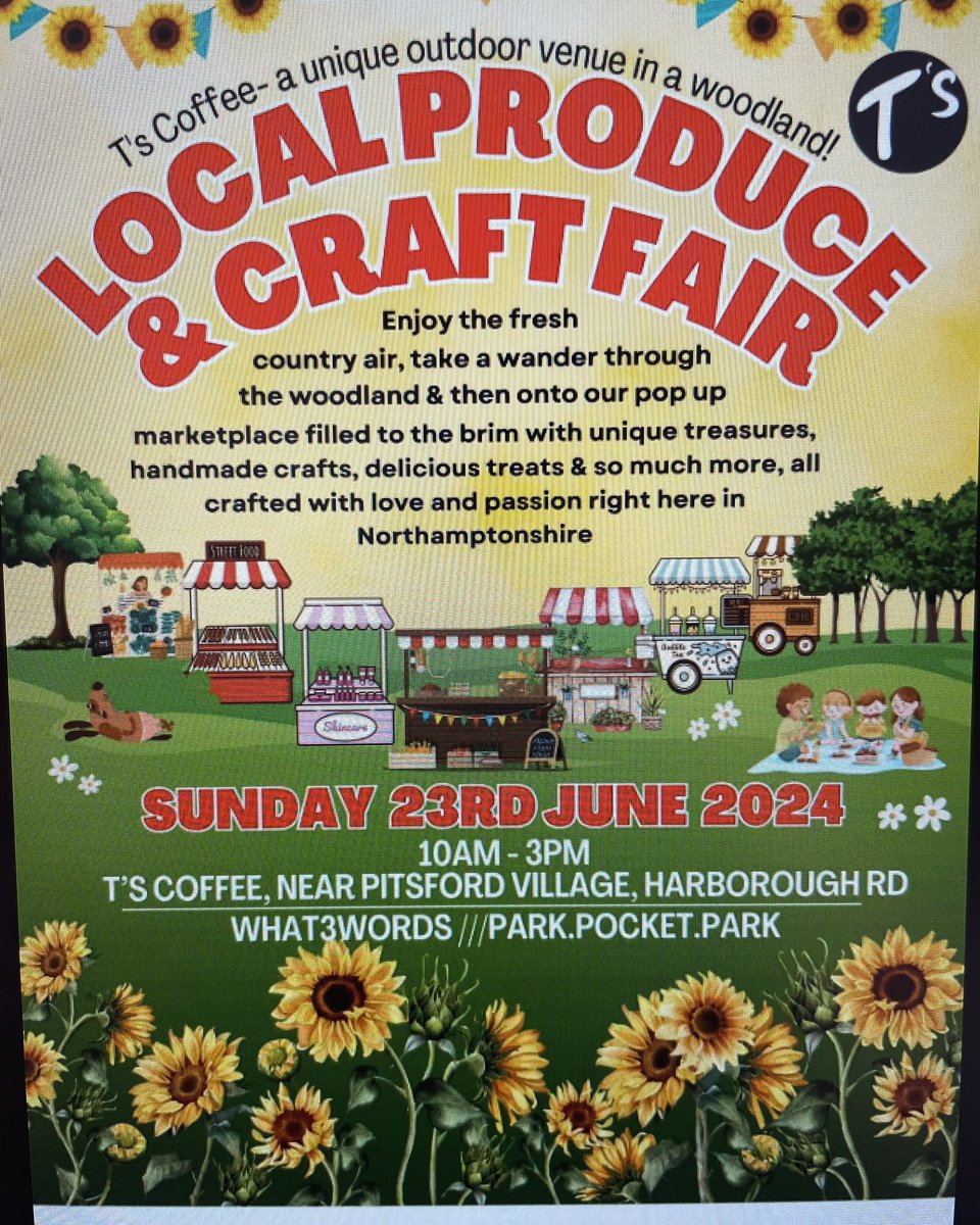This event is fast approaching! Sunday 23rd June at T’s Coffee Pitsford - not the reservoir but the old quarry. It’s now a great new venue with lots going on!