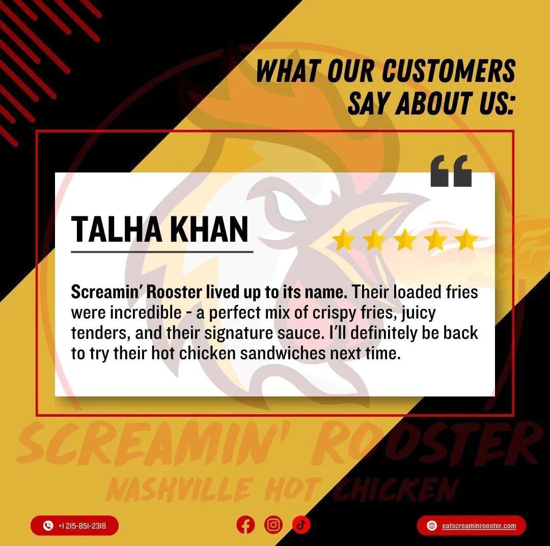ScreamnRooster's tweet photo. https://t.co/p2gAoJvWjW
Call Us Now: +1 215-851-2318

#screamin #rooster #loadedfries #hotchickensandwiches #foodphotography #phillies #eagles #newyork #newyorkcity #newjersey #explore #explorepage #fypシ #makemefamous #viral #foodgasm #hotchicken #wednesday https://t.co/1cPfEFr9DK