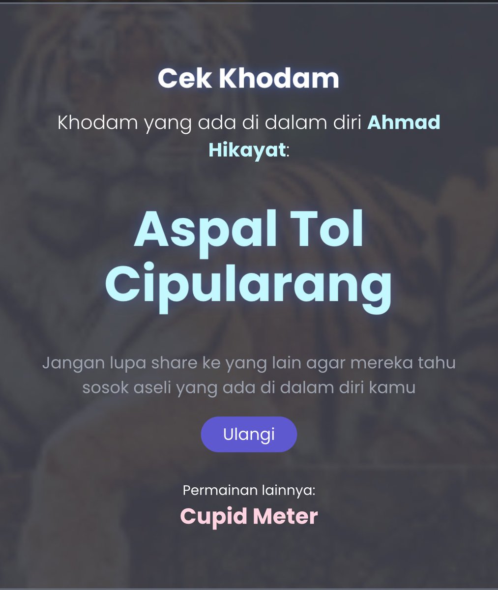RealHikayat's tweet photo. @tanyarlfes Wkwkwk kurang kuat apa coba khodam aing 😭😭 https://t.co/F21jGXR7Ff