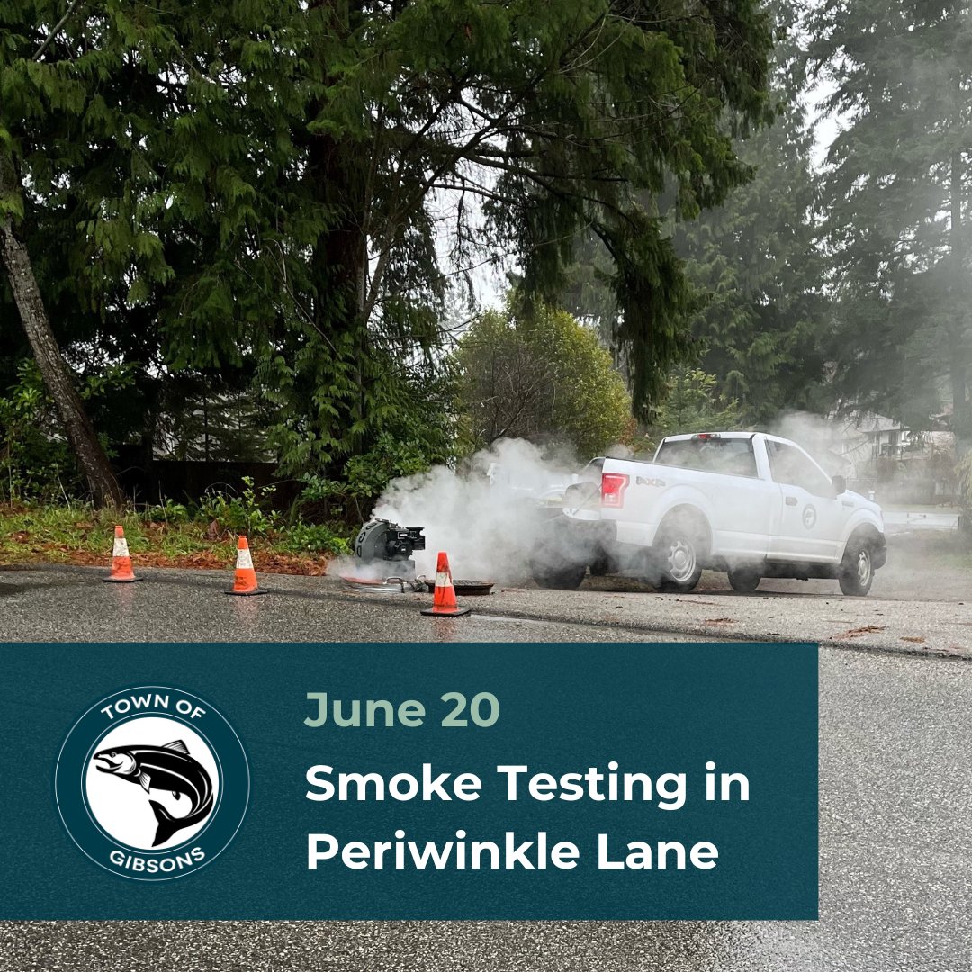 On June 20th, from 9:00 am to 3:00 pm,  the sewer lines in Periwinkle Lane will be tested with the use of smoke. The smoke should not enter the premises unless there is a leak or cross-connection present.

If you have any questions or concerns, please call 604-886-2274.