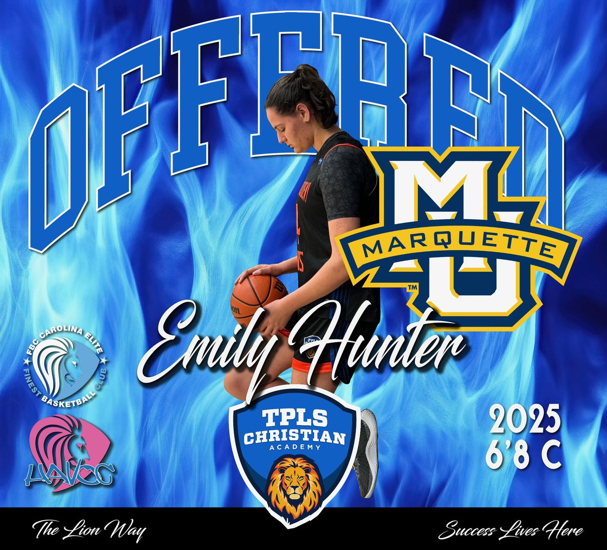 Emily Hunter (@emilyhunter2025) on Twitter photo After a great conversation with <a href="/cconsuegra/">Cara Consuegra</a>, I am thrilled to announce that I have received an offer from <a href="/MarquetteWBB/">Marquette WBB</a> to further my academic and athletic careers! Go Golden Eagles!
<a href="/TPLS_LionsGirls/">TPLS Christian Academy Girls</a> <a href="/coachmike25/">Michael Davis</a> <a href="/RasheenJohnson/">Rasheen johnson</a> <a href="/FBCHAVOC/">FBC HAVOC</a> <a href="/PGHVirginia/">Prep Girls Hoops Virginia</a> After a great conversation with <a href="/cconsuegra/">Cara Consuegra</a>, I am thrilled to announce that I have received an offer from <a href="/MarquetteWBB/">Marquette WBB</a> to further my academic and athletic careers! Go Golden Eagles!
<a href="/TPLS_LionsGirls/">TPLS Christian Academy Girls</a> <a href="/coachmike25/">Michael Davis</a> <a href="/RasheenJohnson/">Rasheen johnson</a> <a href="/FBCHAVOC/">FBC HAVOC</a> <a href="/PGHVirginia/">Prep Girls Hoops Virginia</a>
