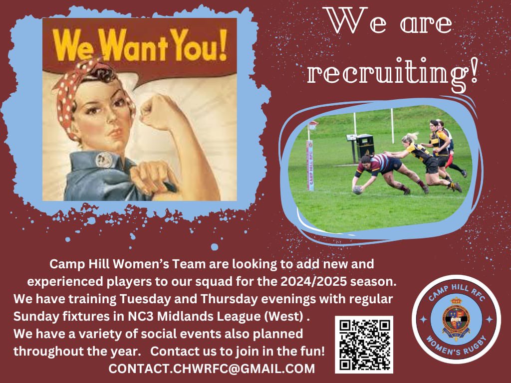 📣 PRESEASON COMING SOON📣

No experience necessary to come but  if you have, dust off those boots and come and join us 🏉

Get in touch for more info and watch this space for more info! 
#playtogetherstaytogether #womensrugbyunion #thisgirlcan