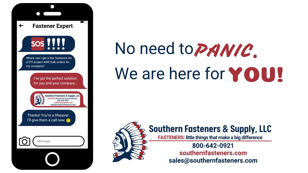 SFandS_LLC's tweet photo. Whether you're an individual or a business, we've got the fasteners you need.
#southernfasteners #fasteners #nutsandbolts #B2B #B2C #distributor #contactus #letushelp #hereforyou https://t.co/9VsjQCQJjM