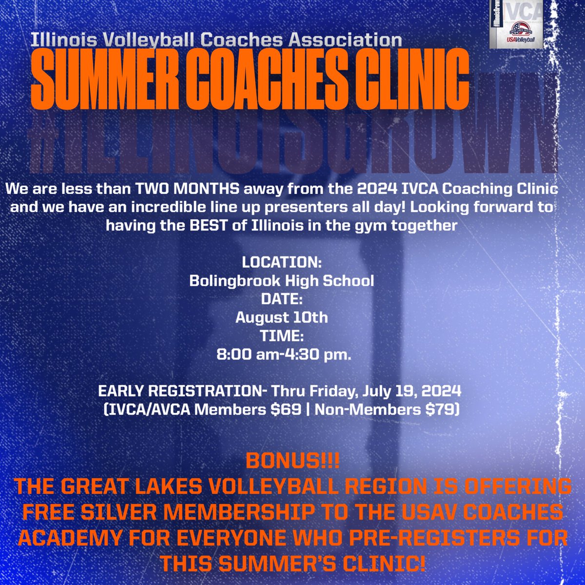 Less than TWO MONTHS until we are in the gym with the best of Illinois‼️
Early Registration closes July 19th &amp; the Hilton Garden Inn hotel block is available thru July 26th. Keep up with clinic updates through our SportsYou app: access code 7H7R2QCC. 
See you in August!