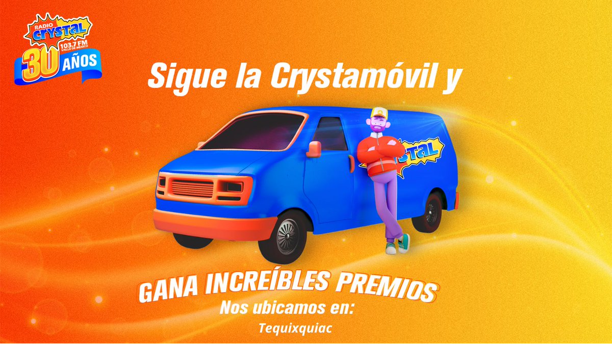 RadioCrystalMx's tweet image. Radio Crystal 103.7 FM Valle de México 🧡 📻 tiene muchas sorpresas para ti que nos escuchas diariamente. 🤩🤗

La Crystamóvil se encuentra en las calles del Estado de México 🚘 acércate con nosotros, participa y gana increíbles premios.🎁🛍️

#RadioCrystal #Crystamóvil #VADM🚘