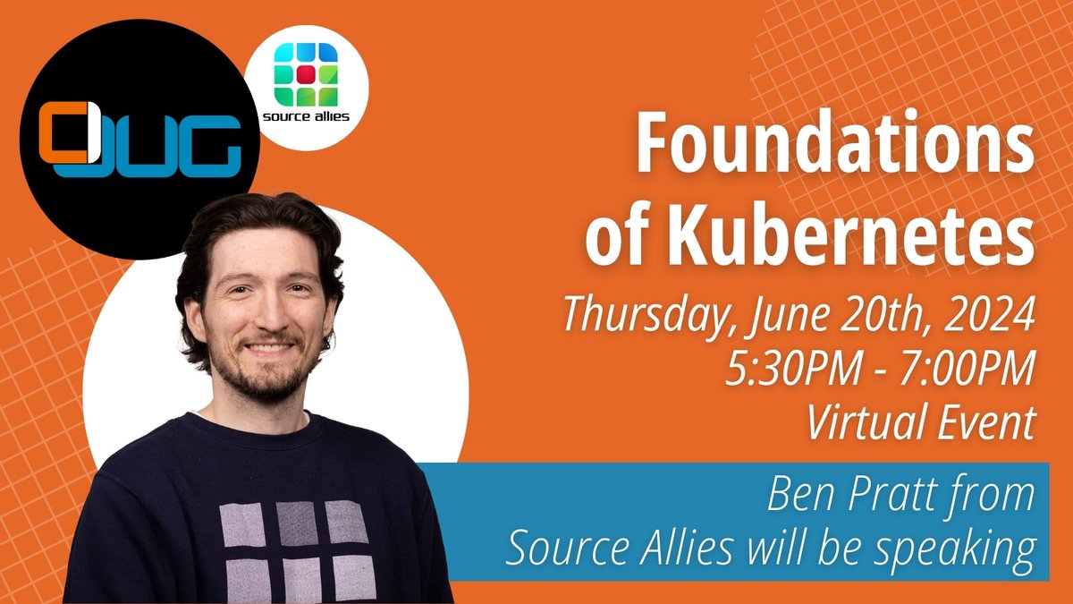 SourceAllies's tweet photo. Don't miss the CIJUG June Meetup TOMORROW 6/20 at 5:30 PM! Join virtually for a discussion led by our very own teammate Ben Pratt from Source Allies on "Foundations of Kubernetes." Details: https://t.co/eBu14tRChy
#kubernetes #expert #teacher #teammate #cijug https://t.co/uHVUDekDyL