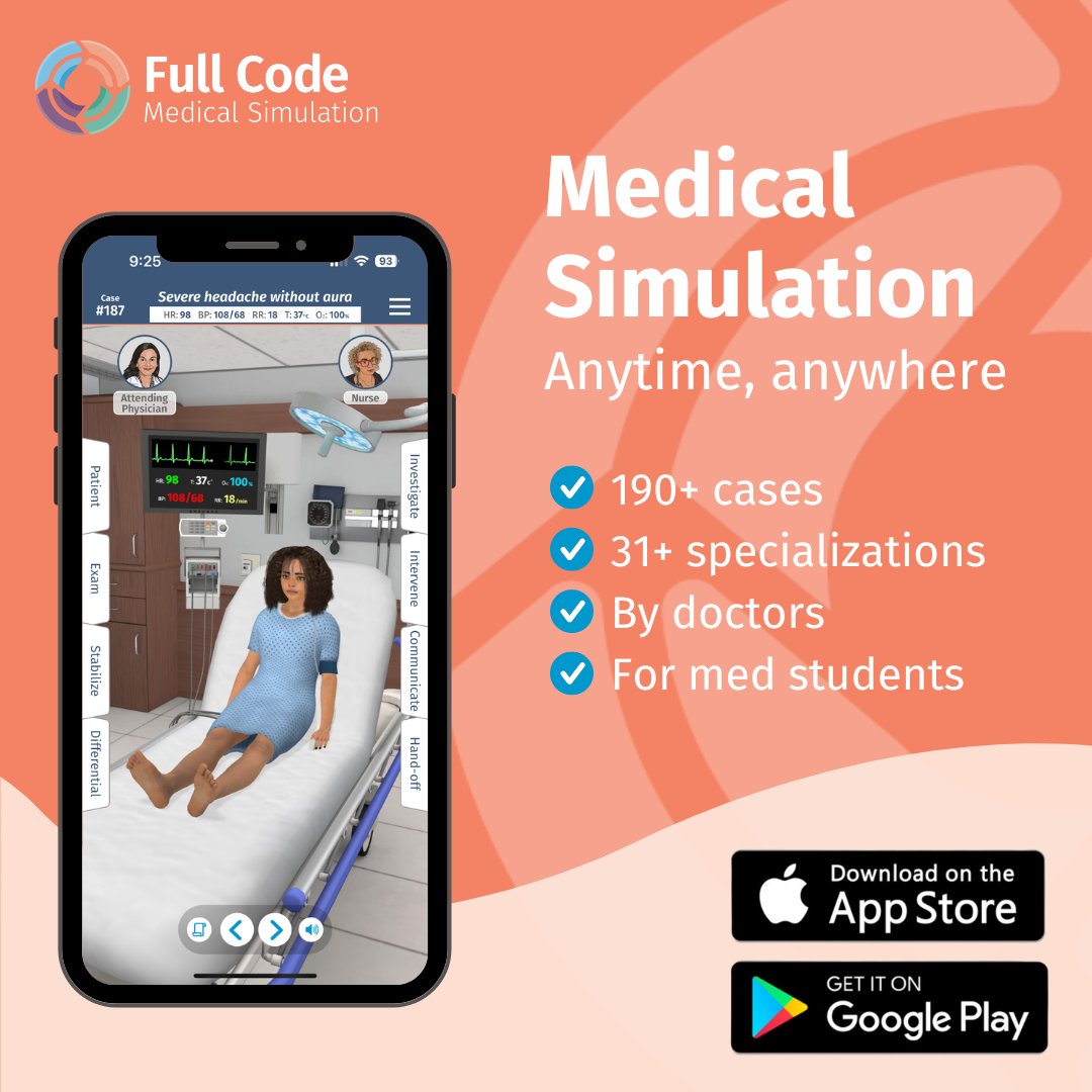 Whether you need to get through your first year of #medschool, prepare for #clinicalrotations or test your knowledge for upcoming exams, Full Code can deliver the hands-on practice you need to succeed.

Learn more: bit.ly/3VNQAuA

#meded #studyapps #medicaltraining